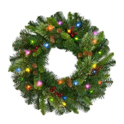 Celebrations Home 24 in. D LED Prelit Multicolored Mixed Pine Wreath