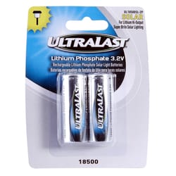 UltraLast Lithium Phosphate 18500 3.2 V 1 mAh Solar Rechargeable Battery 2 pk