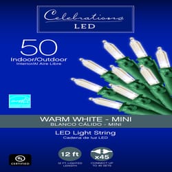 庆祝活动LED迷你透明/暖白50 ct串圣诞灯12.25 ft.