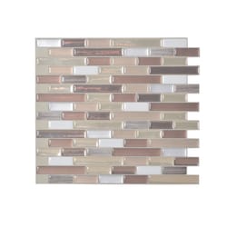 Smart Tiles 9.1 in. W X 10.2 in. L Beige/White Mosaic Vinyl Adhesive Wall Tile 4 pc