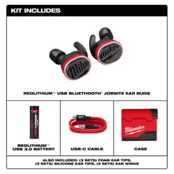 Milwaukee Redlithium Bluetooth Ear Plugs/Ear Phones With Mic Black/Red 1 pk