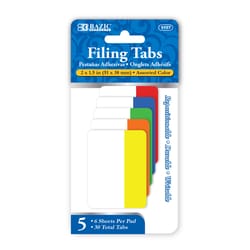 Bazic Products 1.5 in. W X 2 in. L Assorted Sticky Filing Tabs 5 pad