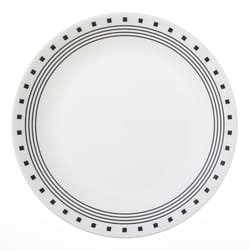 Corelle Livingware Black/White Glass City Block Dinner Plate 10-1/4 in. D 1 pk