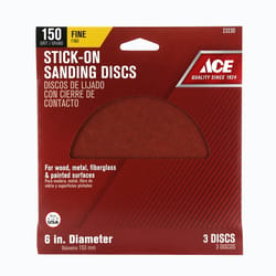 Ace 6 in. Aluminum Oxide Adhesive Sanding Disc 150 Grit Fine 3 pk