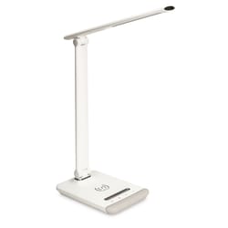 iHome 14.97 in. Gloss White Desk Lamp w/Charging Station