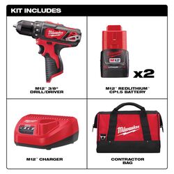 Milwaukee M12 12 V 3/8 in. Brushed Cordless Drill Kit (Battery & Charger)