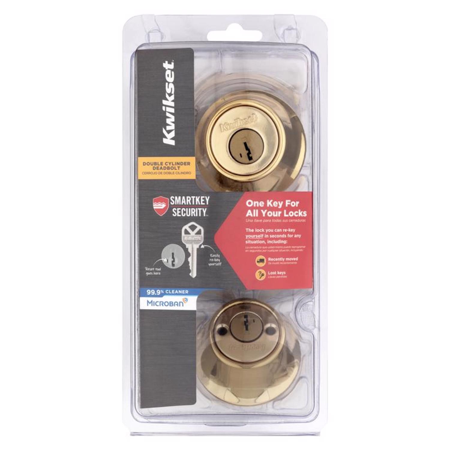 Photo 1 of *** UNKNOWN IF MISSING PARTS *** Kwikset SmartKey Security Polished Brass Metal Double Cylinder Deadbolt