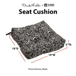 Classic Accessories Frida Kahlo Black/White Flores Eternas Polyester Chair Cushion 5 in. H X 19 in.