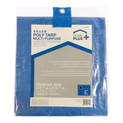 Home Plus 4 ft. W X 6 ft. L Light Duty Polyethylene Tarp Blue