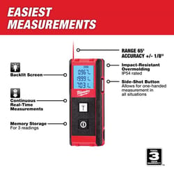 Milwaukee 4 in. L X 1-1/2 in. W Laser Distance Meter 65 ft. Red 1 pc