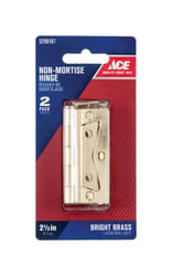 Ace 2.75 in. W X 2-1/2 in. L Bright Brass Brass Non-Mortise Hinge 2 pk