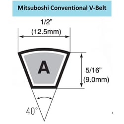 Mitsuboshi Maxstar Power Conventional V-Belt 0.5 in. W X 148 in. L For All Motors