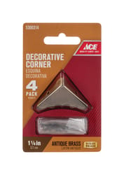 Ace Antique Brass Decorative Corner 0.6 in. 1.25 in. 4 pk