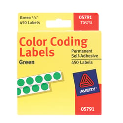 Avery 0.25 in. H X 1/4 in. W Round Green Color Coding Label 450 pk