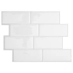 Smart Tiles 8.38 in. W X 11.56 in. L White Mosaic Vinyl Adhesive Wall Tile 4 pc