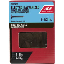Ace 1-1/2 in. Roofing Electro-Galvanized Steel Nail Large Head 1 lb