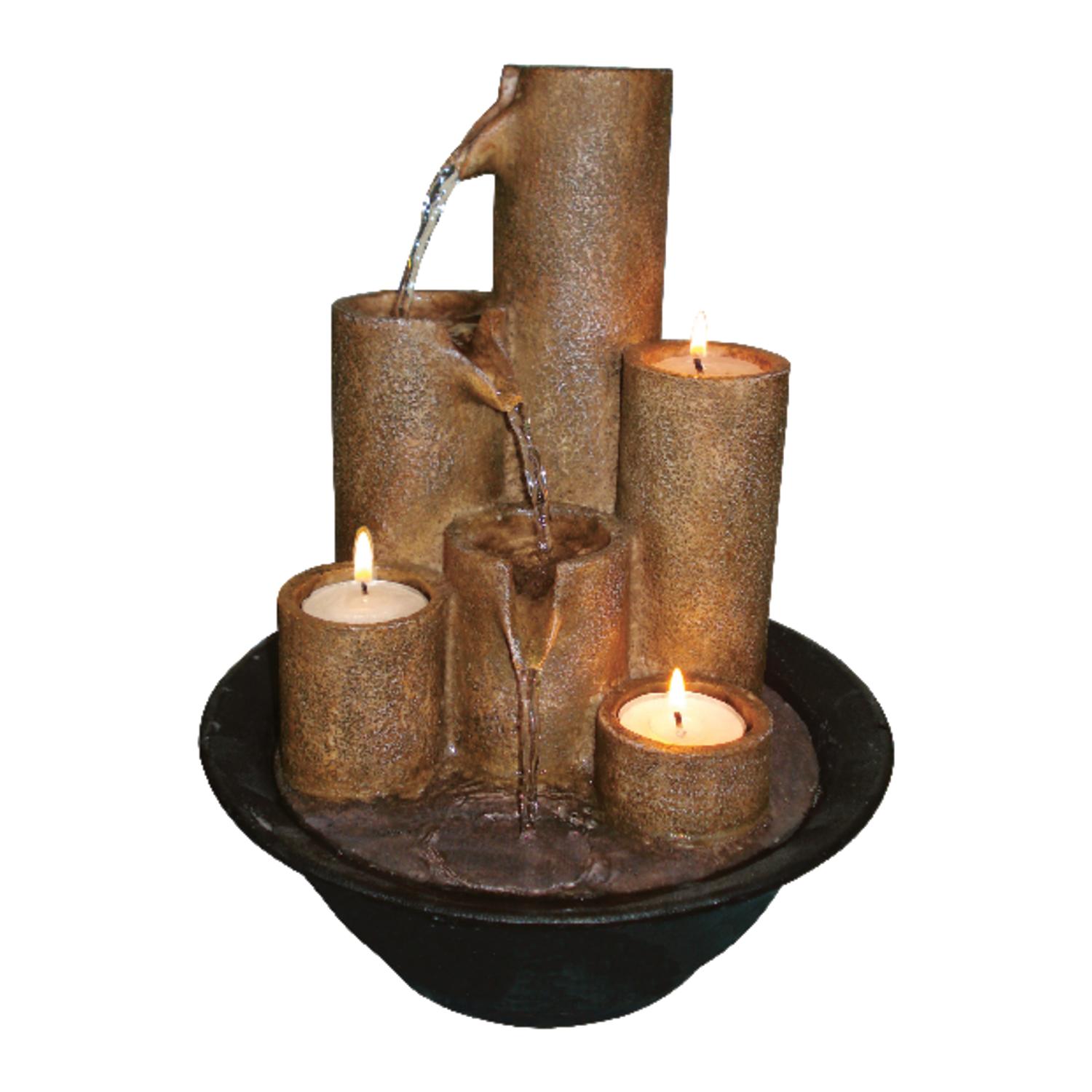 Photo 1 of Alpine Resin Brown 11 in. H Tiered Column Table Top Fountain