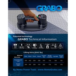 Grabo 12.99 in. Electric Vacuum Suction Cup Lifter 375 lb. pull