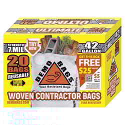Demo Bags Ultimate Pro Pack 42 gal No Scent Scent Contractor Bags Flap Tie 20 pk 7 mil