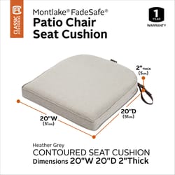 Classic Accessories Montlake Heather Gray Polyester Seat Cushion 2 in. H X 20 in. W X 20 in. L