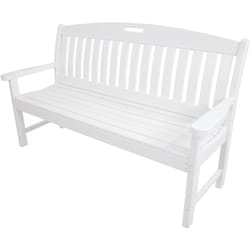 Hanover White Wood Avalon Porch Bench 37.5 in. H X 60 in. L X 51.75 in. D