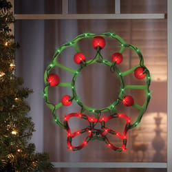 IG Design Green/Red Lit Wreath Silhouette Indoor Christmas Decor