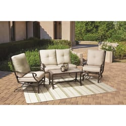 Living Accents Canmore 4 pc Espresso Aluminum Deep Seating Set Sand