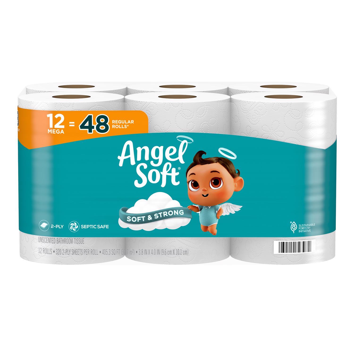 Photo 1 of Angel Soft Toilet Paper 12 Rolls 320 sheet 405.33 sq ft