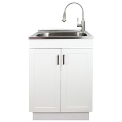 Transolid 23.6 in. W X 19.7 in. D Freestanding Stainless Steel Laundry Sink with Cabinet