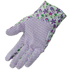 Bloom One Size Fits All Cotton, 60% polyester/Polyvinyl Floral Dot Blue Gardening Gloves
