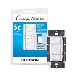 Lutron Caseta 1.5 amps Single Pole Wireless Smart-Enabled Fan Control White 1 pk