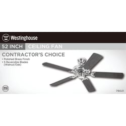 Westinghouse Contractor's Choice 52 in. Polished Brass Brown Indoor Ceiling Fan