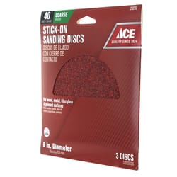 Ace 6 in. Aluminum Oxide Adhesive Sanding Disc 40 Grit Extra Coarse 3 pk