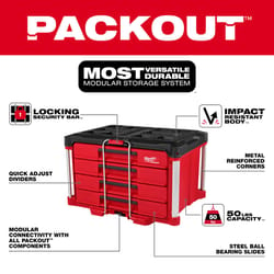 Milwaukee PACKOUT 22 in. Modular 4-Drawer Tool Box Black/Red