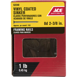 Ace 8D 2-3/8 in. Sinker Vinyl Steel Nail Checkered Head 1 lb