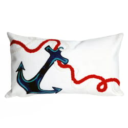 Liora Manne Visions I White Anchor Polyester Throw Pillow 12 in. H X 2 in. W X 20 in. L