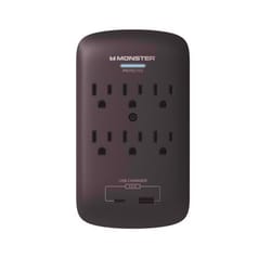 Monster Just Power it Up 0 ft. L 6 outlets Wall Tap Surge Protector w/USB Black 1200 J