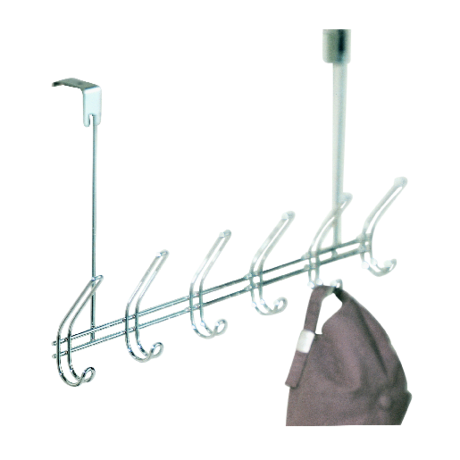 Photo 1 of InterDesign 18-1/2 in. L Chrome Silver Steel Large Classico Over the Door 6-Hook Rack 1 pk, One hook Missing
