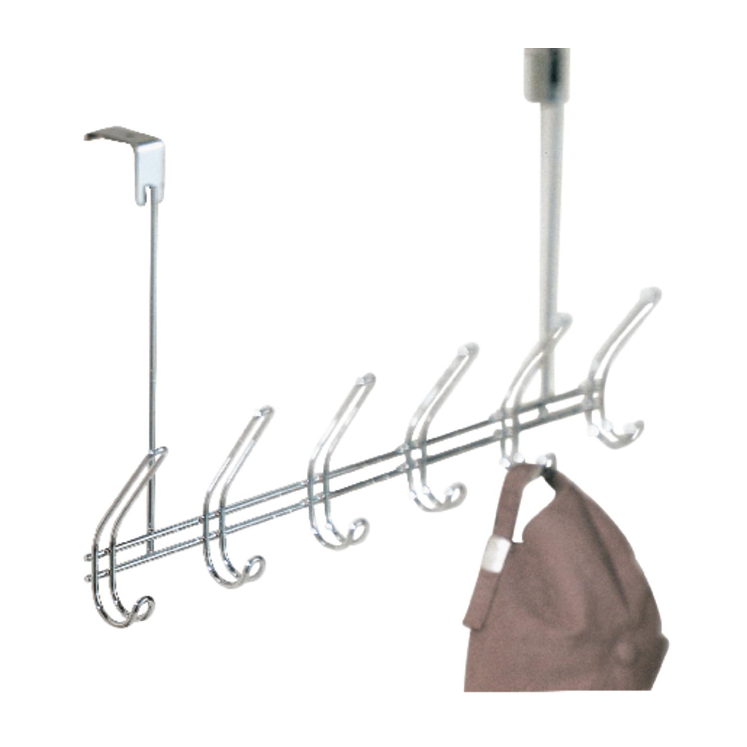 Photo 1 of InterDesign 18-1/2 in. L Chrome Silver Steel Large Classico Over the Door 6-Hook Rack 1 pk, One hook Missing