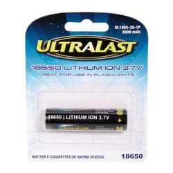 UltraLast Lithium Ion 18650 3.7 V 2600 mAh Rechargeable Battery UL1865-26-1P 1 pk