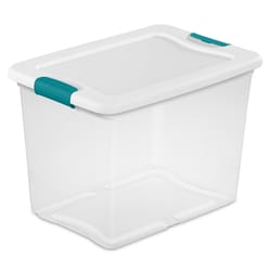 Sterilite 25 qt Clear/White Latch Storage Box 11-5/8 in. H X 16-1/4 in. W X 11-1/4 in. D Stackable