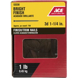 Ace 3D 1-1/4 in. Finishing Bright Steel Nail Countersunk Head 1 lb