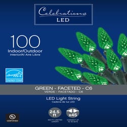 庆祝LED C6绿色100 ct串圣诞灯24.75 ft.