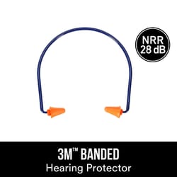3M 28 dB PVC Hearing Protector Banded Ear Plugs Blue/Orange 1 pk