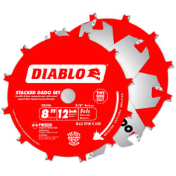 Diablo 8 in. D X 5/8 in. TiCo Hi-Density Carbide Stacked Dado Saw Blade Set 12 teeth 1 pk