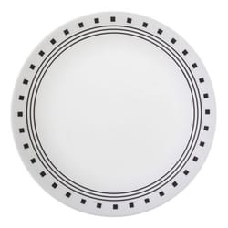 Corelle Livingware Black/White Glass City Block Luncheon Plate 8-1/2 in. D 1 pk