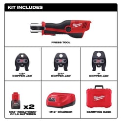 Milwaukee M12 Force Logic Cordless Press Tool Kit with Jaws Black/Red 8 pc