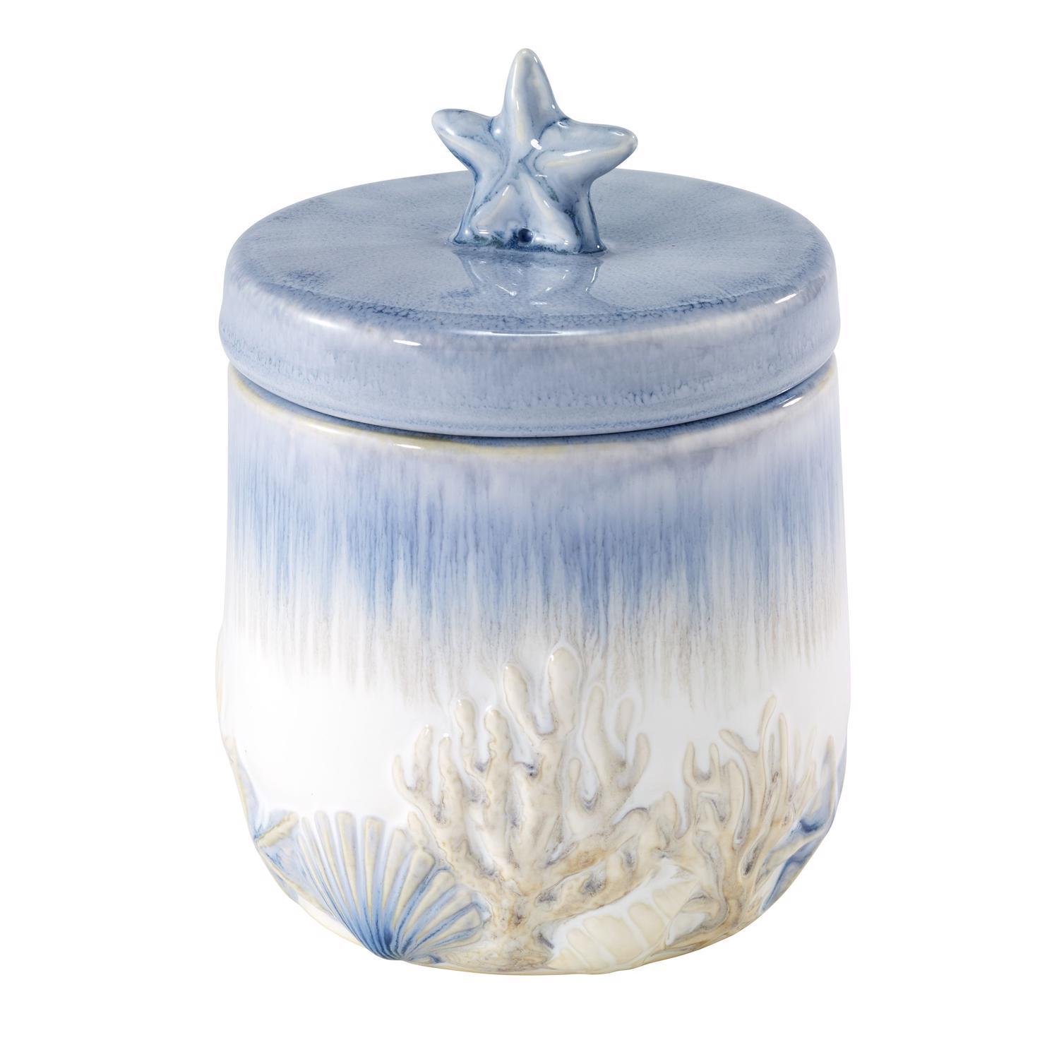 Photo 1 of Avanti Linens Abstract Coastal Multicolored Ceramic Covered Jar