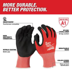 Milwaukee Cut Level 1 Indoor/Outdoor Nitrile Dipped Cut Resistant Gloves Red L 1 pair