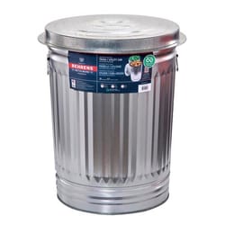Behrens 31 gal Silver Galvanized Steel Trash Can Lid Included Animal Proof/Animal Resistant
